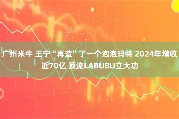 廣州米牛 王寧“再造”了一個泡泡瑪特 2024年增收近70億 頂流LABUBU立大功
